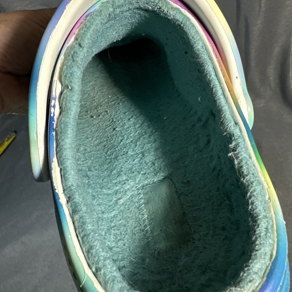Crocs Classic Lined Clog M4 W6 Rainbow Ombre Fuzzy Cozy Slip On Shoes Multicolor - Picture 12 of 16